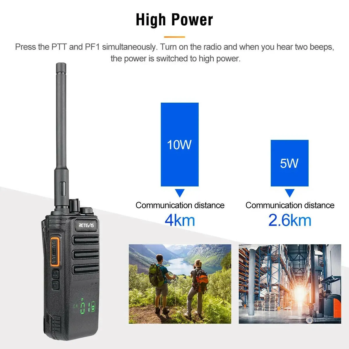 10W Walkie Talkie UHF Bluetooth-Compatible Retevis RB689 Handheld  Walkie-Talkies Powerful Professional Radio for Warehouse