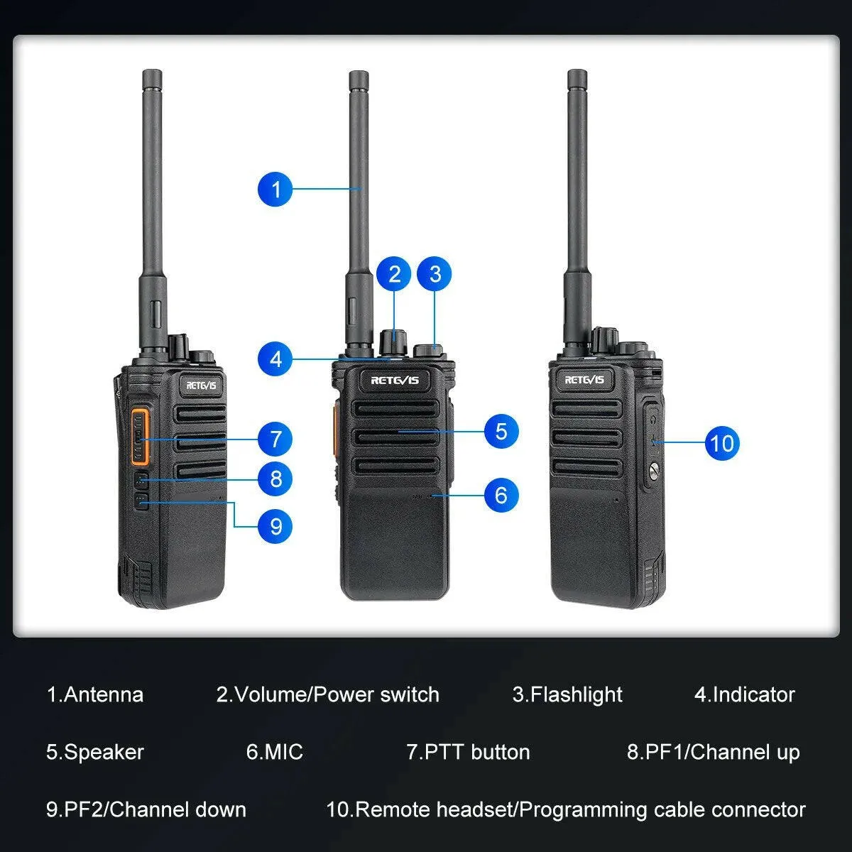 10W Walkie Talkie UHF Bluetooth-Compatible Retevis RB689 Handheld  Walkie-Talkies Powerful Professional Radio for Warehouse