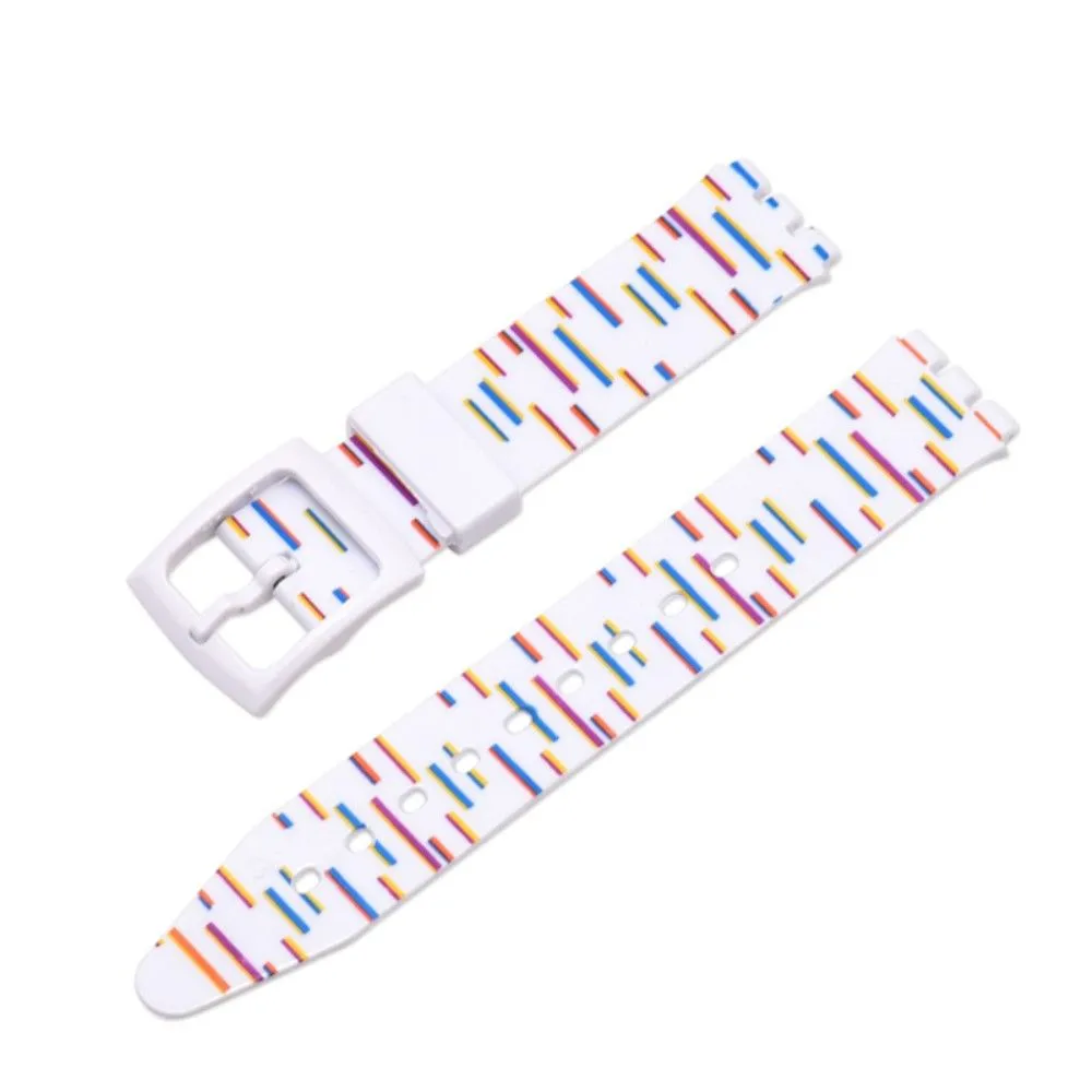 17mm Universal stripe printed silicone watch strap - Colorful Lines