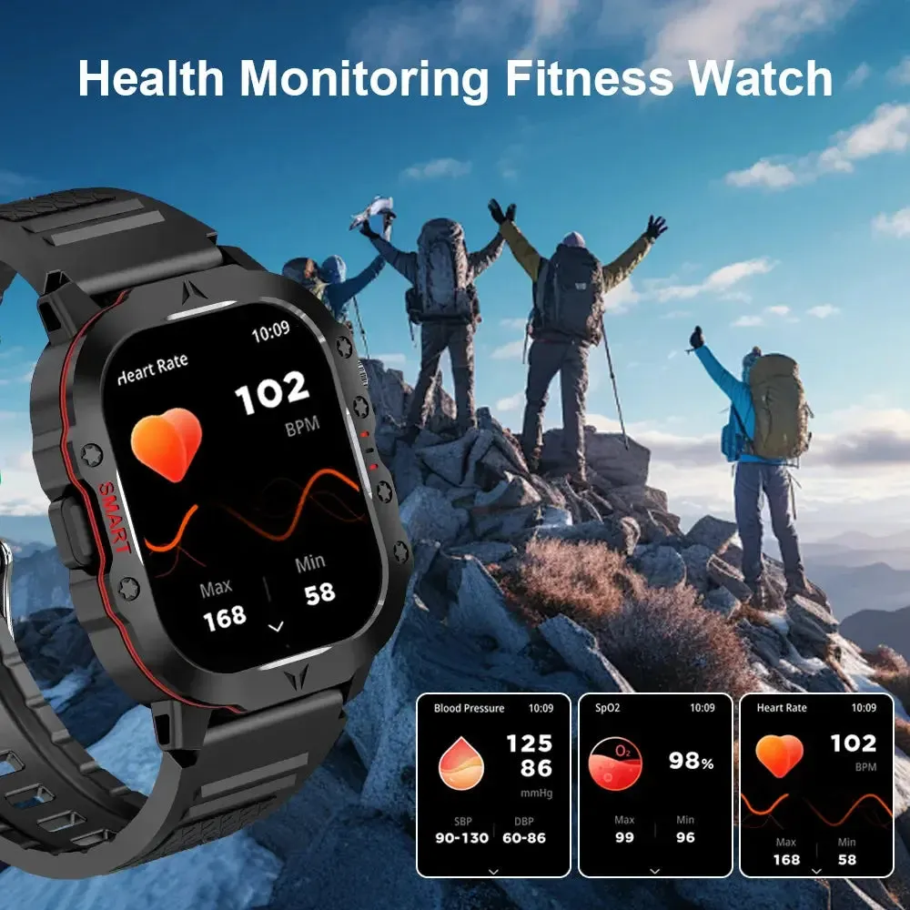 2024 New Rugged Military Fitness Smartwatch for Men for Android Xiaomi IOS IP68 Waterproof Voice Call Smartwatch Outdoor Sports