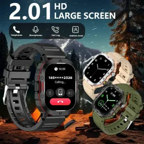 2024 New Rugged Military Fitness Smartwatch for Men for Android Xiaomi IOS IP68 Waterproof Voice Call Smartwatch Outdoor Sports