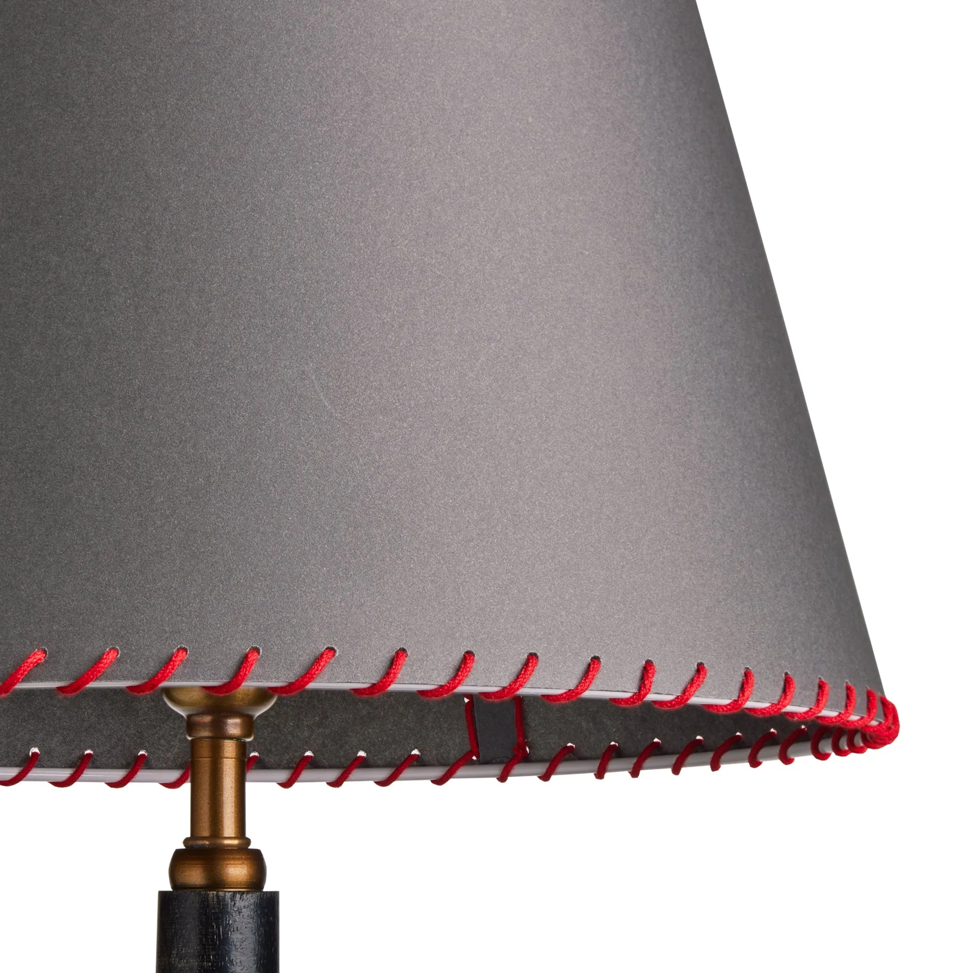 35cm Straight Empire shade in grey vellum with red stitching