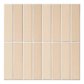 3D Beige Matt Straight Linear Mosaic Peel and Stick Wall Tile