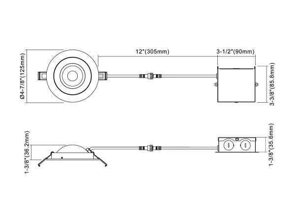 4-inch Black Selectable Canless Floating Gimbal LED Recessed Downlight