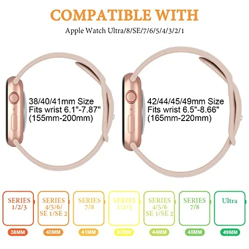 6 Pack Silicone Bands Compatible with Apple Watch Band 38mm 40mm 41mm 42mm 44mm 45mm 49mm, Soft Sport Waterproof Strap Replacement Wristband for iWatch Ultra Series 9 8 SE 7 6 5 4 3 2 1 Women Men