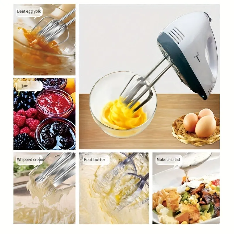 7Speed Handheld Electric Mixer  Small Whisk for Baking and Cooking