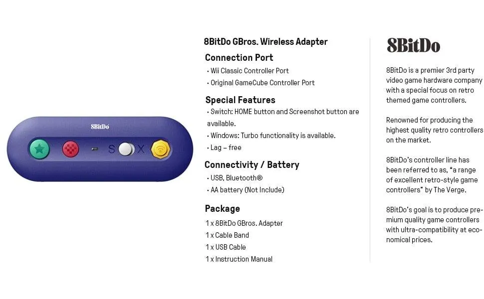 8BitDo GBros Wireless Adapter: Use GameCube, Wii and NES Classic controllers on Switch or PC