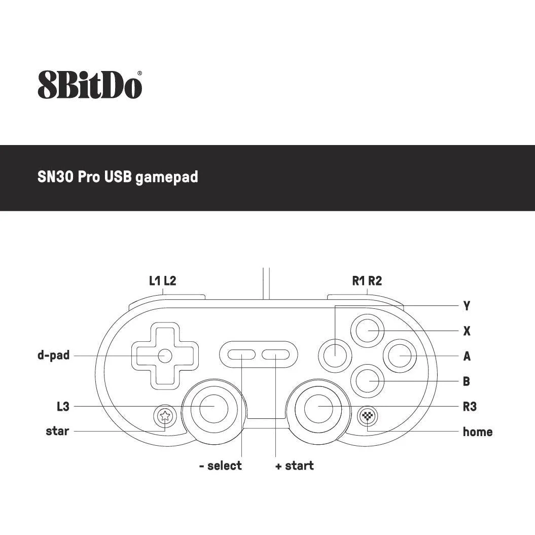 8BitDo SN30 PRO Controller: USB Gamepad for Nintendo Switch, PC, Steam, Raspberry Pi