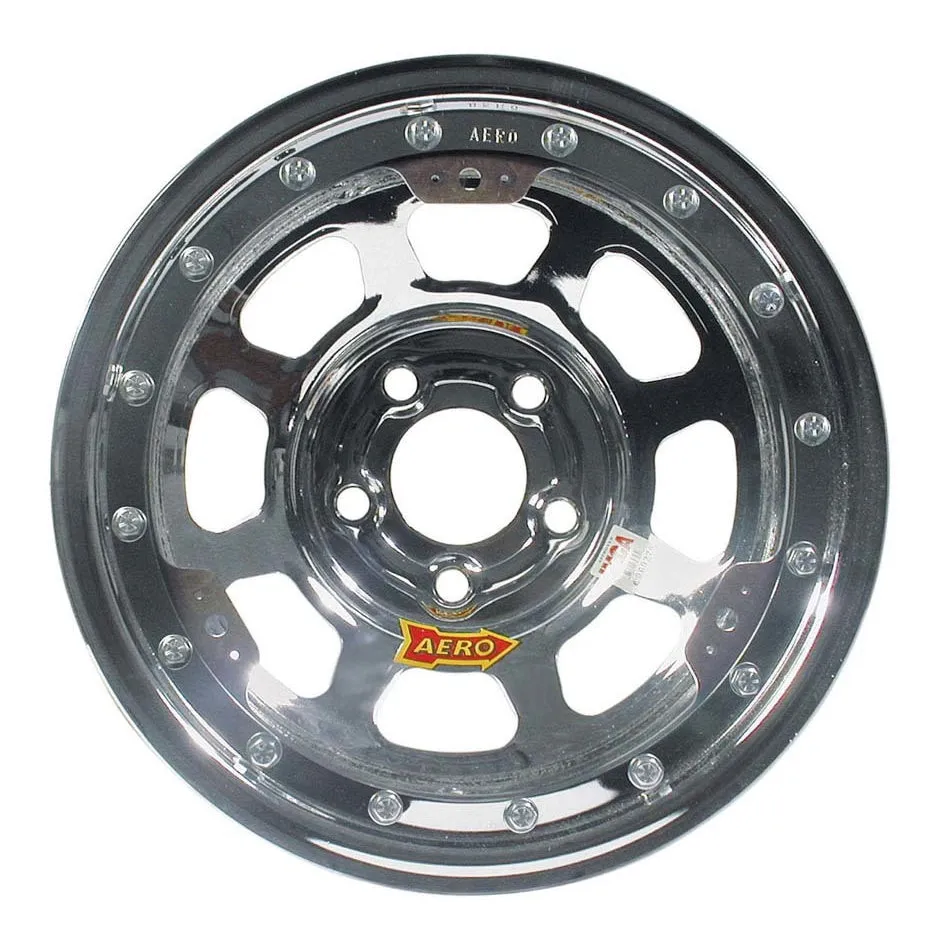 Aero 53 Series Rolled Beadlock Wheel - Chrome - 15" x 10" - 5 x 4.75" - 3" BS - Chrome - 26 Lb