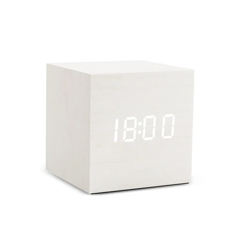 Alarm Clock LED Wooden Watch Table Voice Control Digital Wood Despertador USB/AAA Powered Desktop Clocks