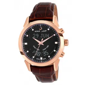 Alfajr WA-10B Deluxe Brown Leather Watch With Black Dial