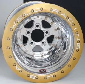 AlumaStar 2.0 16 x 15" Double Bead-Loc Wheel - Polished Finish with Gold Bead-Lo