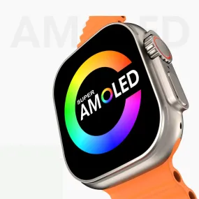 AMOLED W69   Ultra Smart Watch MicroOS 10 Ilha Dinâmica 2GB ROM Série 9 Plus Bússola NFC Chamada De Música Smartwatch