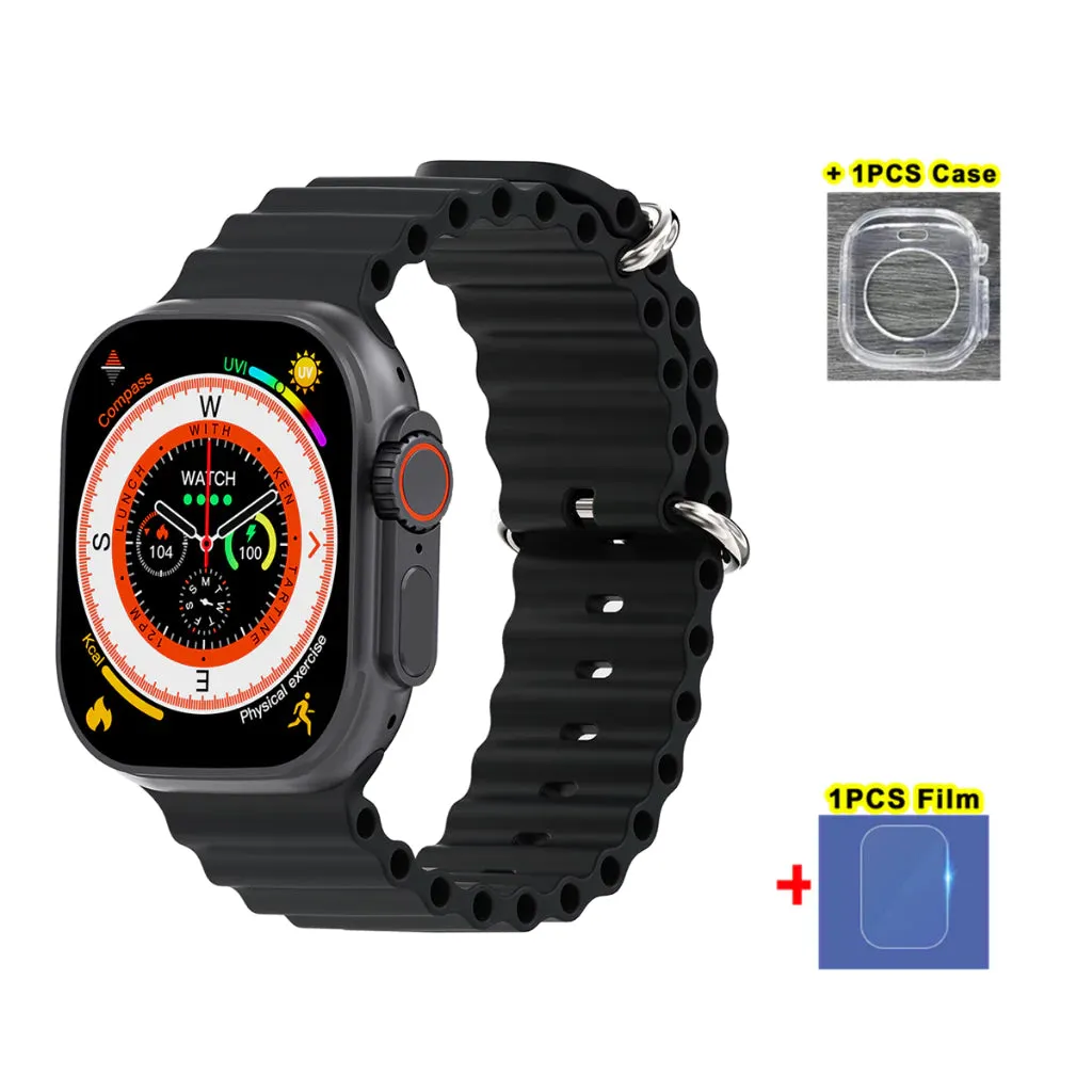 AMOLED W69   Ultra Smart Watch MicroOS 10 Ilha Dinâmica 2GB ROM Série 9 Plus Bússola NFC Chamada De Música Smartwatch