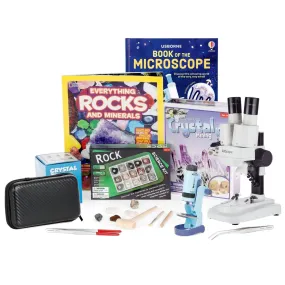 AmScope Kid's Natural Gemstone Explorer Series Set featuring 60X-120X Portable LED Handheld Microscope, Ultimate Natural Gemstone Activity Set and more