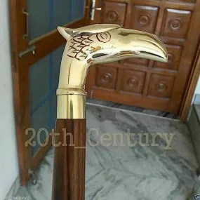 Antique Brass Design Head Handle Vintage Style Wooden Walking Cane Stick