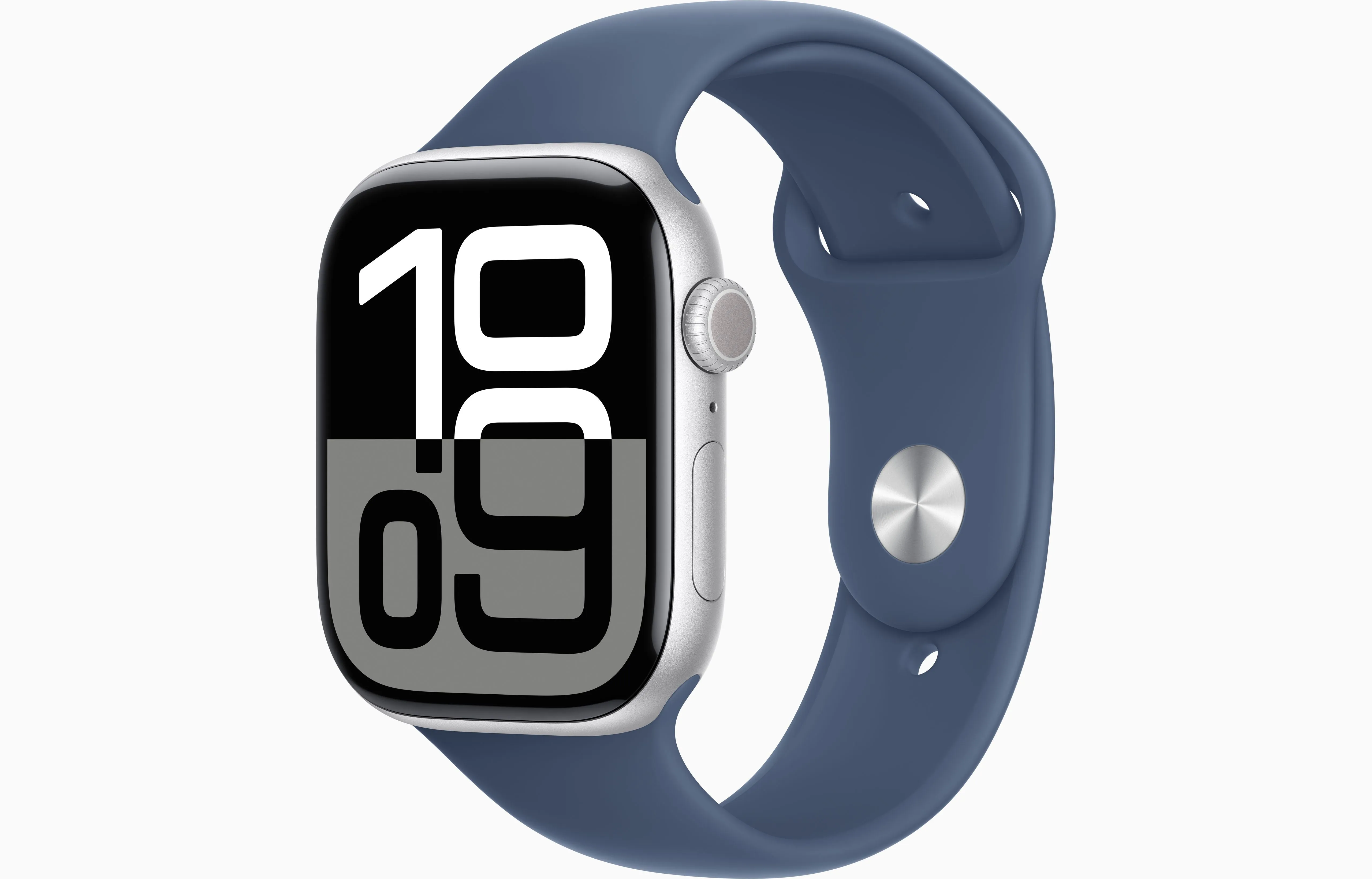 Apple Watch Series 10 GPS 46Mm Silver Aluminium Case, Denim Sport Band, M/L