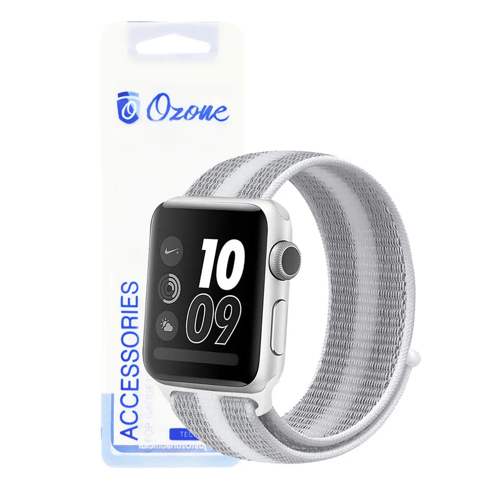 Apple Watch Ultra 49mm / 45mm / 44mm / 42mm | Nylon Sport Straps | Striped White