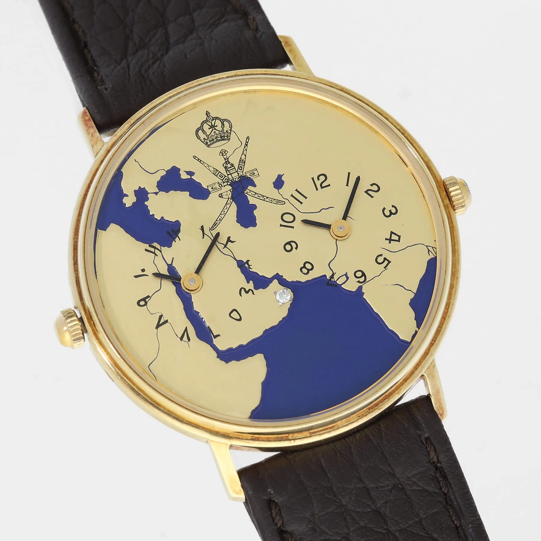 Asprey London Dual Time For Sultanate of Oman Enamel Khanjar Dial