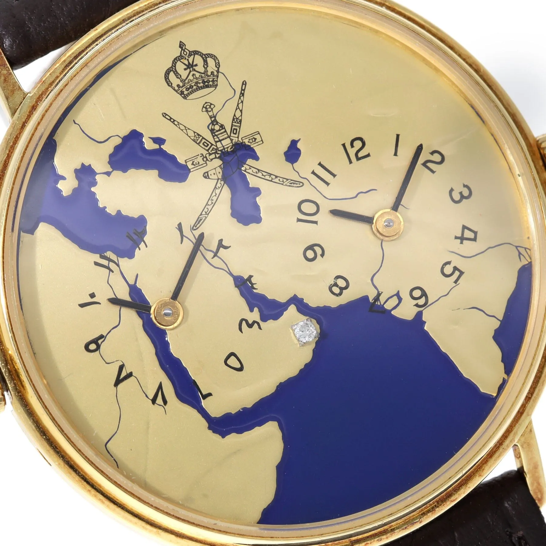 Asprey London Dual Time For Sultanate of Oman Enamel Khanjar Dial