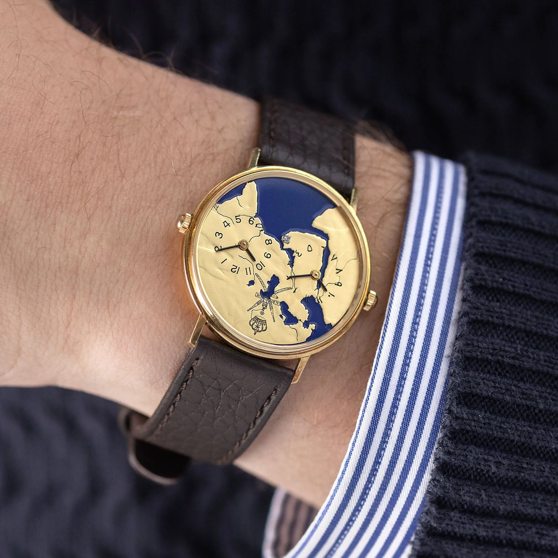 Asprey London Dual Time For Sultanate of Oman Enamel Khanjar Dial