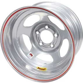 Bassett IMCA Inertia Wheel - 15" x 8" - 5 x 4.75" - Silver - 4" Back Spacing - 19 lbs.