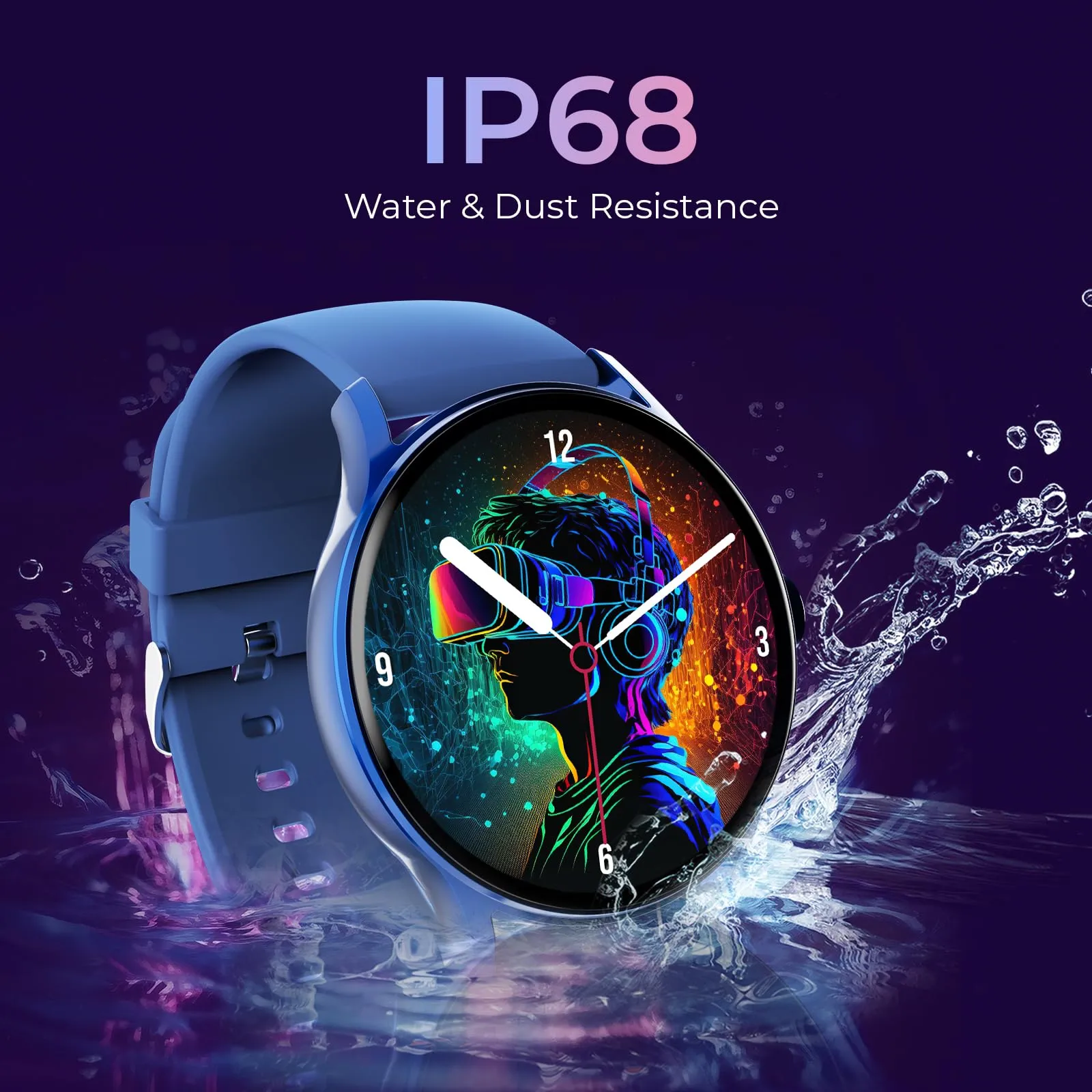 beatXP Flare Pro 1.39” HD Display Bluetooth Calling Smart Watch, 100  Sports Modes, Heart Rate Monitoring, SpO2, AI Voice Assistant, IP68 - Persian Blue