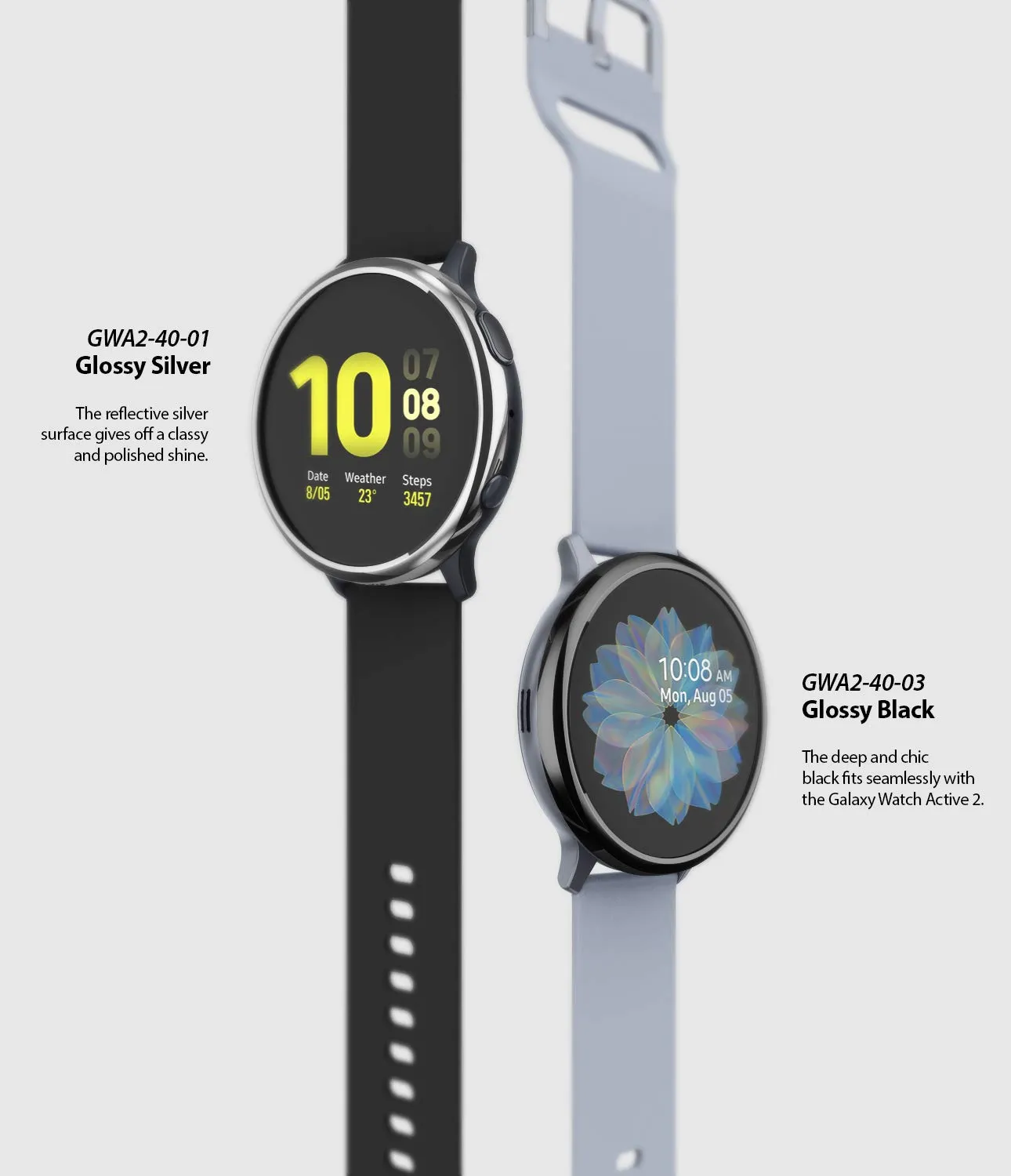 Bezel Styling Cover for Galaxy Watch Active 2 40mm (2019) - Glossy Silver (GW-A2-40-01) [Stainless Steel]