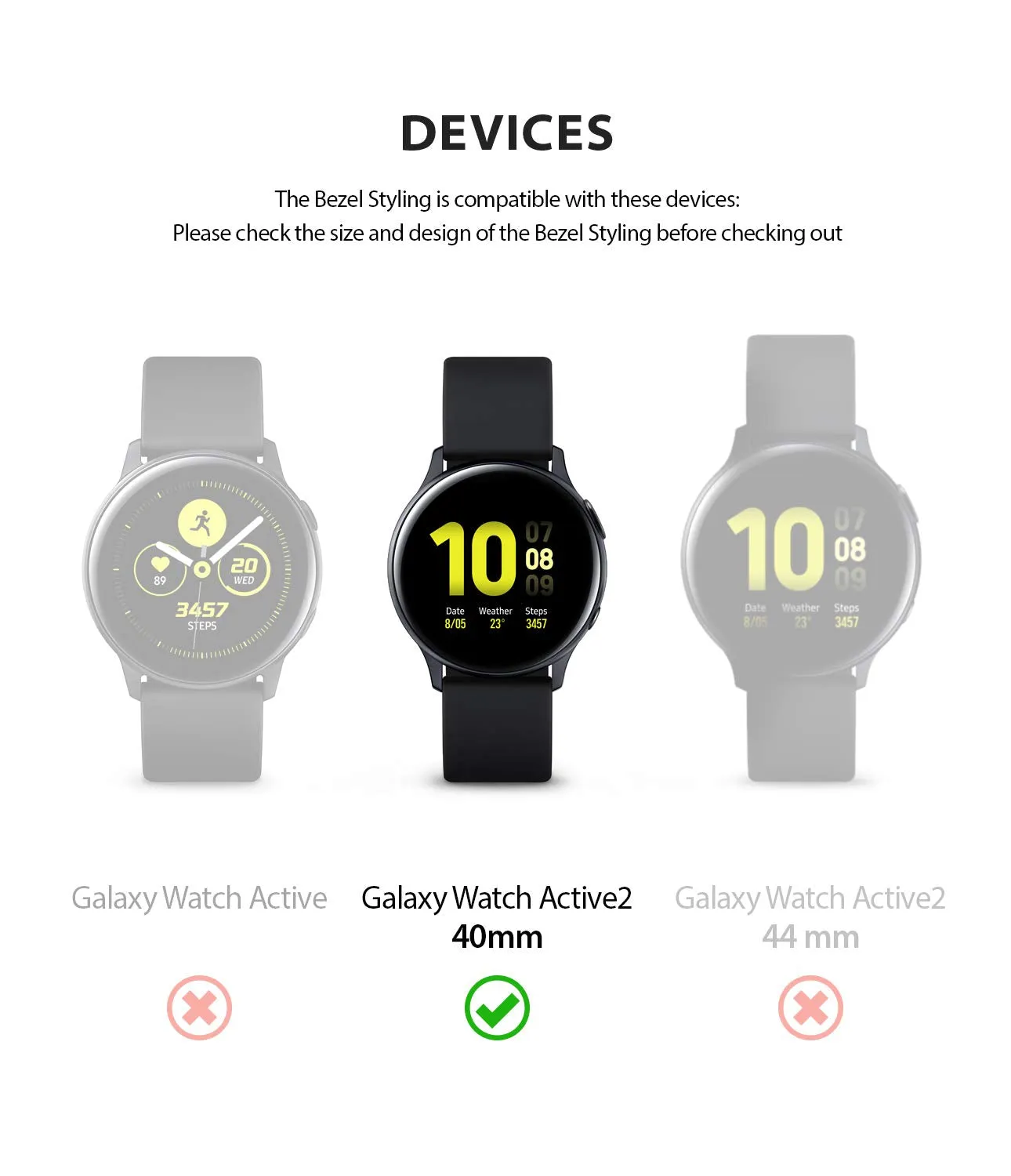 Bezel Styling Cover for Galaxy Watch Active 2 40mm (2019) - Glossy Silver (GW-A2-40-01) [Stainless Steel]