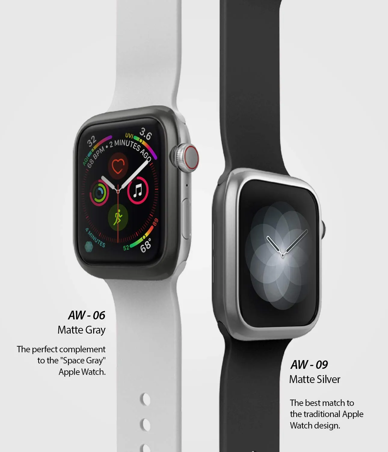 Bezel Styling for Apple Watch 40mm for Series 4 (2018)  (AW4-40-09)  -  [Stainless Steel] Matte Silver