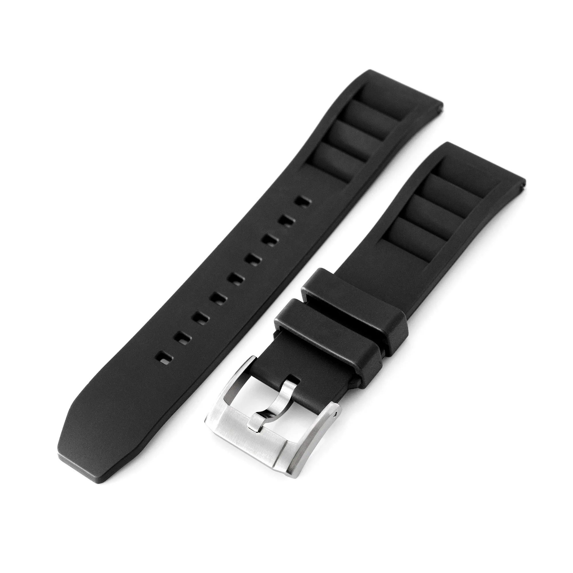 Black RM Vented FKM Quick Release Rubber Watch Strap, 20mm or 22mm