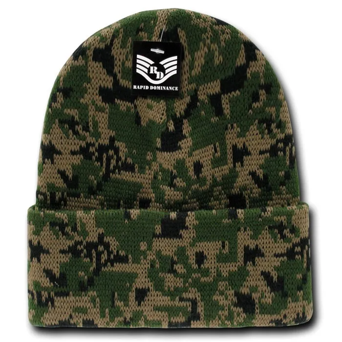 Camo Beanie Knit Cap Camouflage Military Watch Cap - Rapid Dominance R607