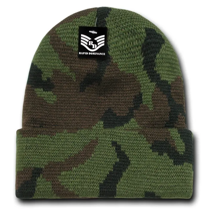 Camo Beanie Knit Cap Camouflage Military Watch Cap - Rapid Dominance R607