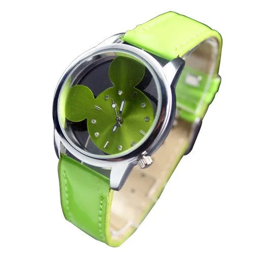 Candy Color Fashion Mouse Head Style Cute New Girls Ladies Womens Quartz Wrist Watch Wristwatch