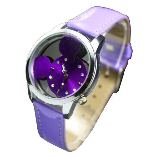 Candy Color Fashion Mouse Head Style Cute New Girls Ladies Womens Quartz Wrist Watch Wristwatch