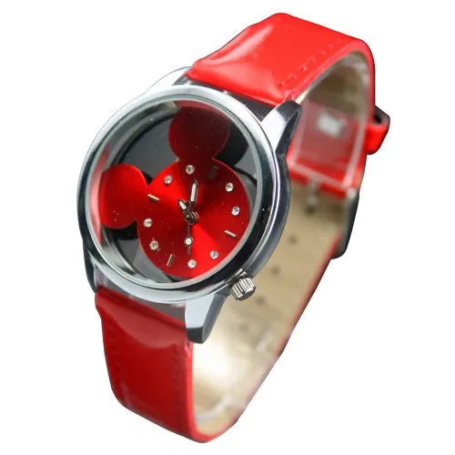 Candy Color Fashion Mouse Head Style Cute New Girls Ladies Womens Quartz Wrist Watch Wristwatch