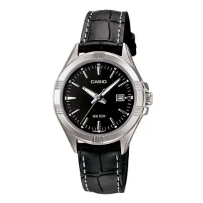 Casio LTP-1308L-1AVDF Black Leather Strap Watch for Women