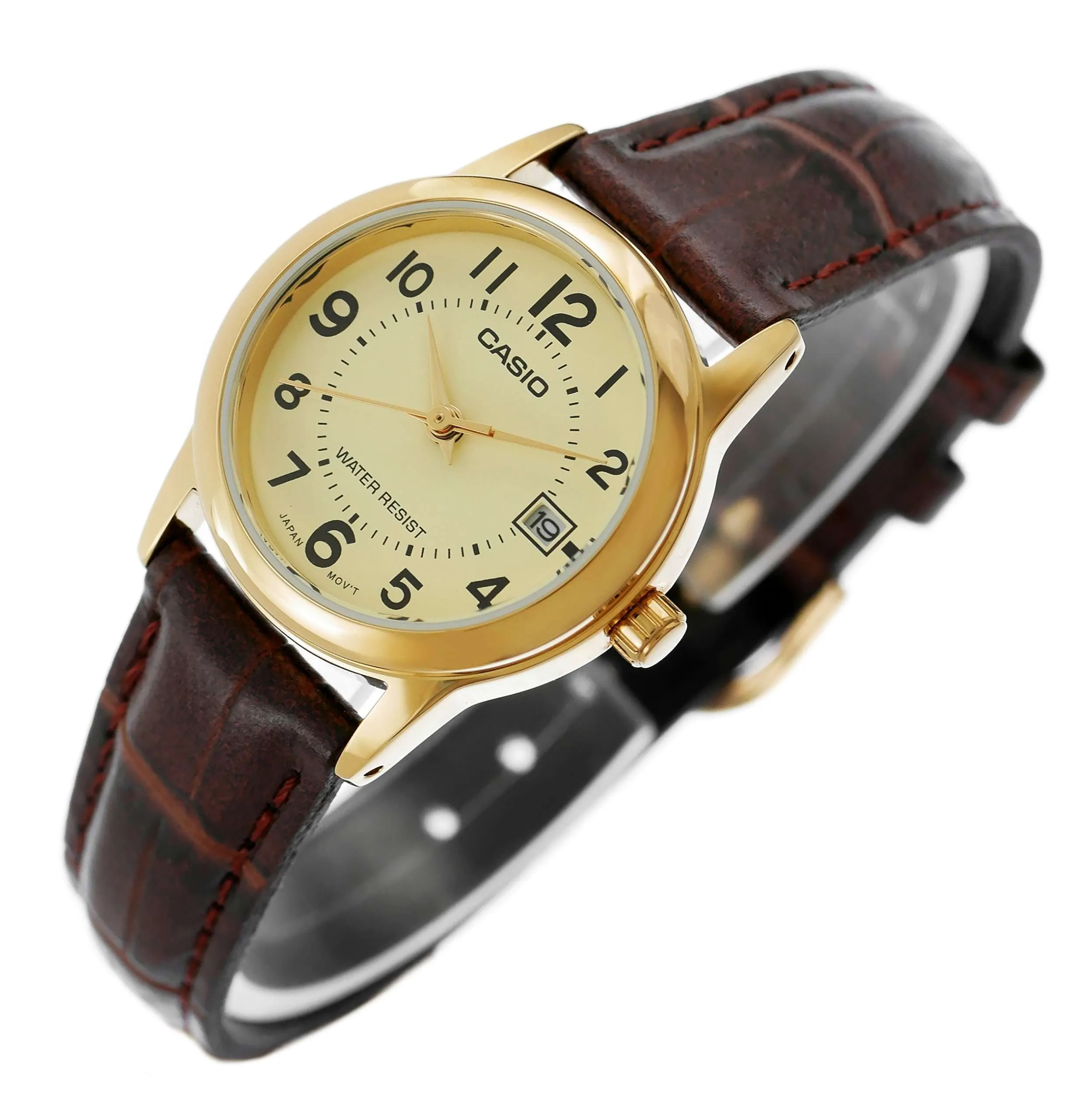 Casio LTP-V002GL-9B Brown Leather Strap Watch for Women