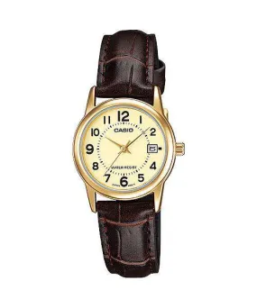 Casio LTP-V002GL-9B Brown Leather Strap Watch for Women