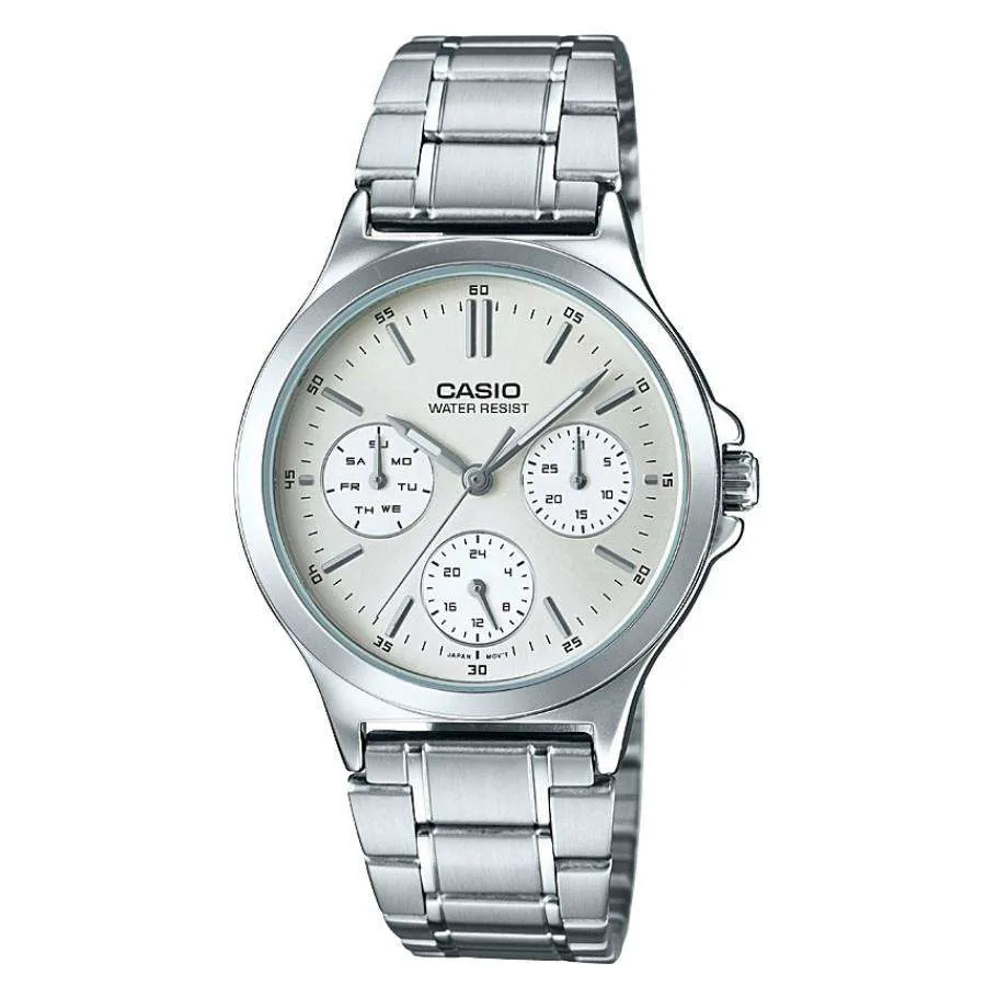 Casio LTP-V300D-7A Silver Stainless Steel Strap Watch for Women