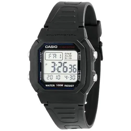 Casio Men's Digital Dual Time Alarm Snooze Watch W800H-1