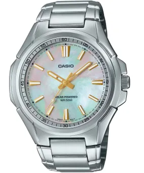 Casio Men's Watch, Solar powered Analog , Multicolor Dial Silver Stainless Steel Strap, MTP-RS100S-7AVDF