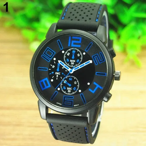 Casual Quartz Analog Silicone Stainless Steel Dial Sports WristWatch