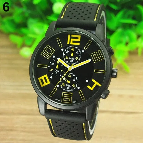 Casual Quartz Analog Silicone Stainless Steel Dial Sports WristWatch