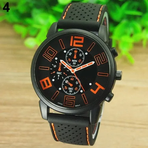 Casual Quartz Analog Silicone Stainless Steel Dial Sports WristWatch