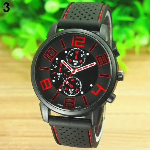 Casual Quartz Analog Silicone Stainless Steel Dial Sports WristWatch