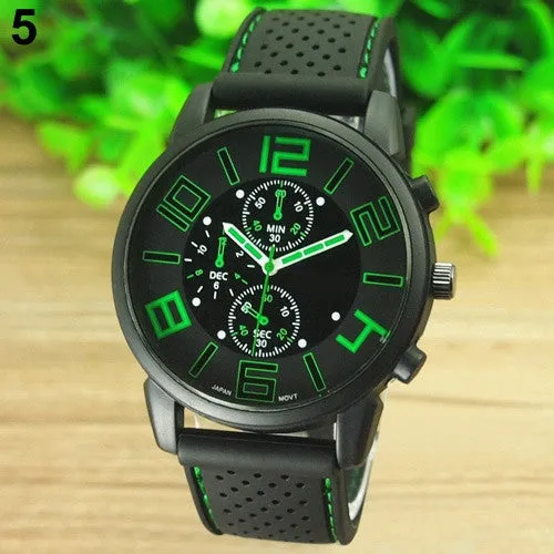 Casual Quartz Analog Silicone Stainless Steel Dial Sports WristWatch