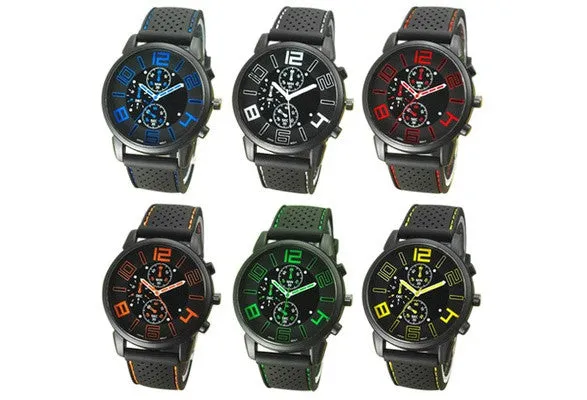 Casual Quartz Analog Silicone Stainless Steel Dial Sports WristWatch