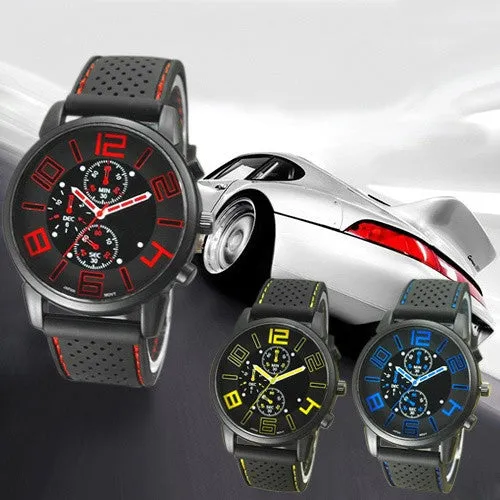 Casual Quartz Analog Silicone Stainless Steel Dial Sports WristWatch