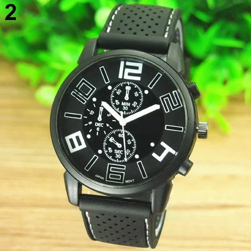 Casual Quartz Analog Silicone Stainless Steel Dial Sports WristWatch